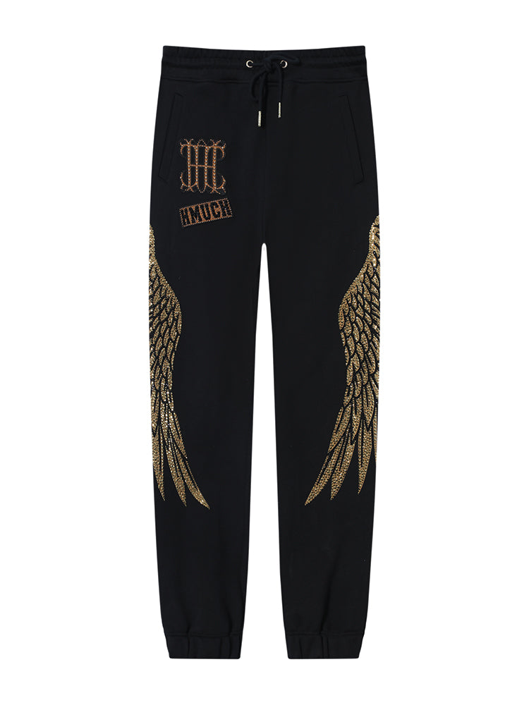TCH Men's Rhinestone Wing Design Cotton Jogger Pants