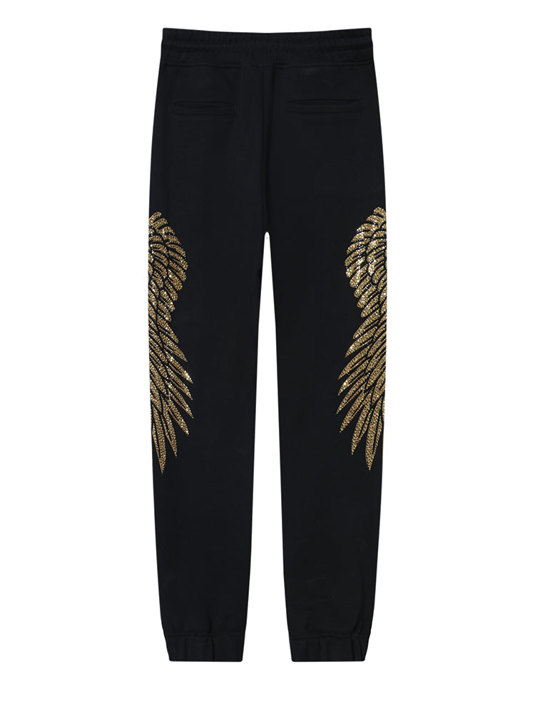 TCH Men's Rhinestone Wing Design Cotton Jogger Pants
