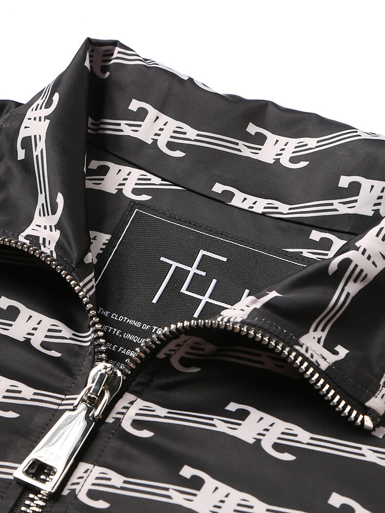 TCH Rhinestone Letter Print Zip Up Bomber Jacket