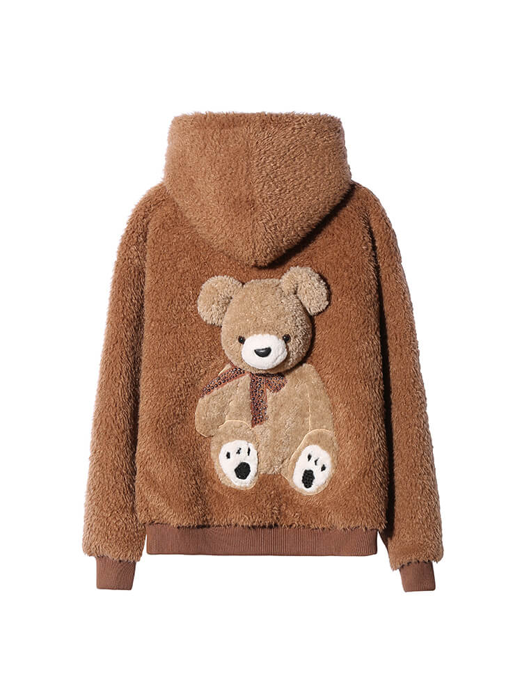 TCH Teddy Bear Rhinestone Sherpa Hooded Jacket