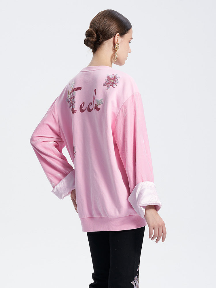 TCH Luxury Rhinestone Peacock Graphic Pullover Top