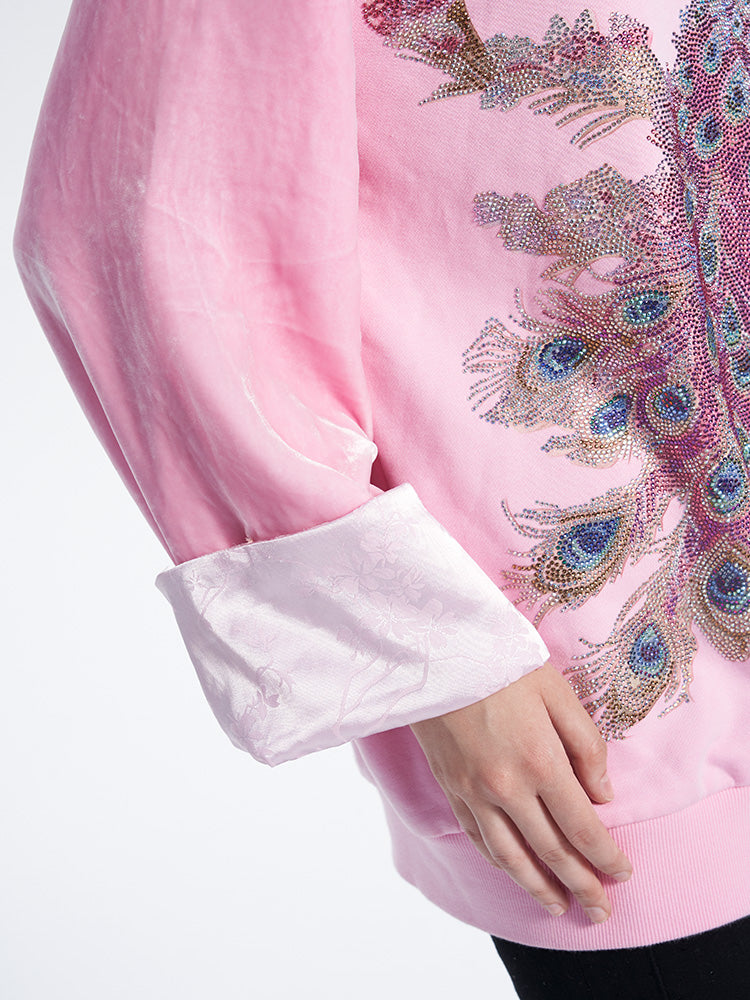 TCH Luxury Rhinestone Peacock Graphic Pullover Top