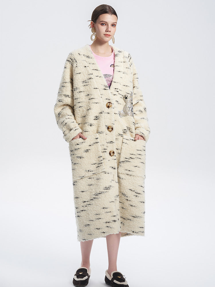 TCH Warm Rhinestone Wings Print Long Cardigan