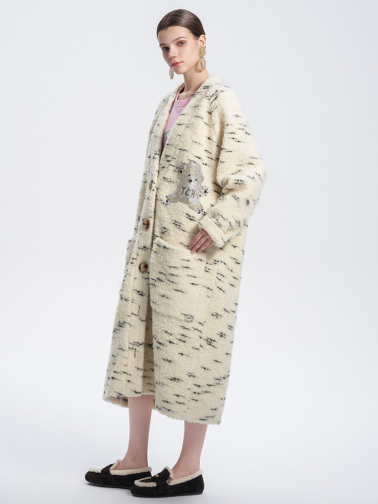 TCH Warm Rhinestone Wings Print Long Cardigan