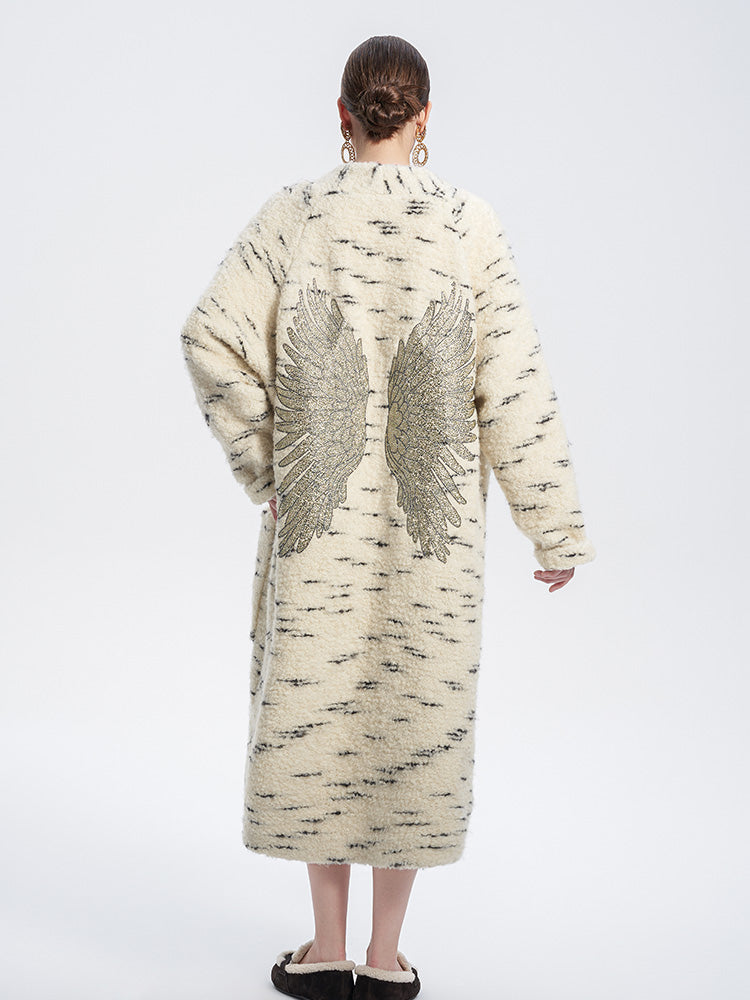 TCH Warm Rhinestone Wings Print Long Cardigan