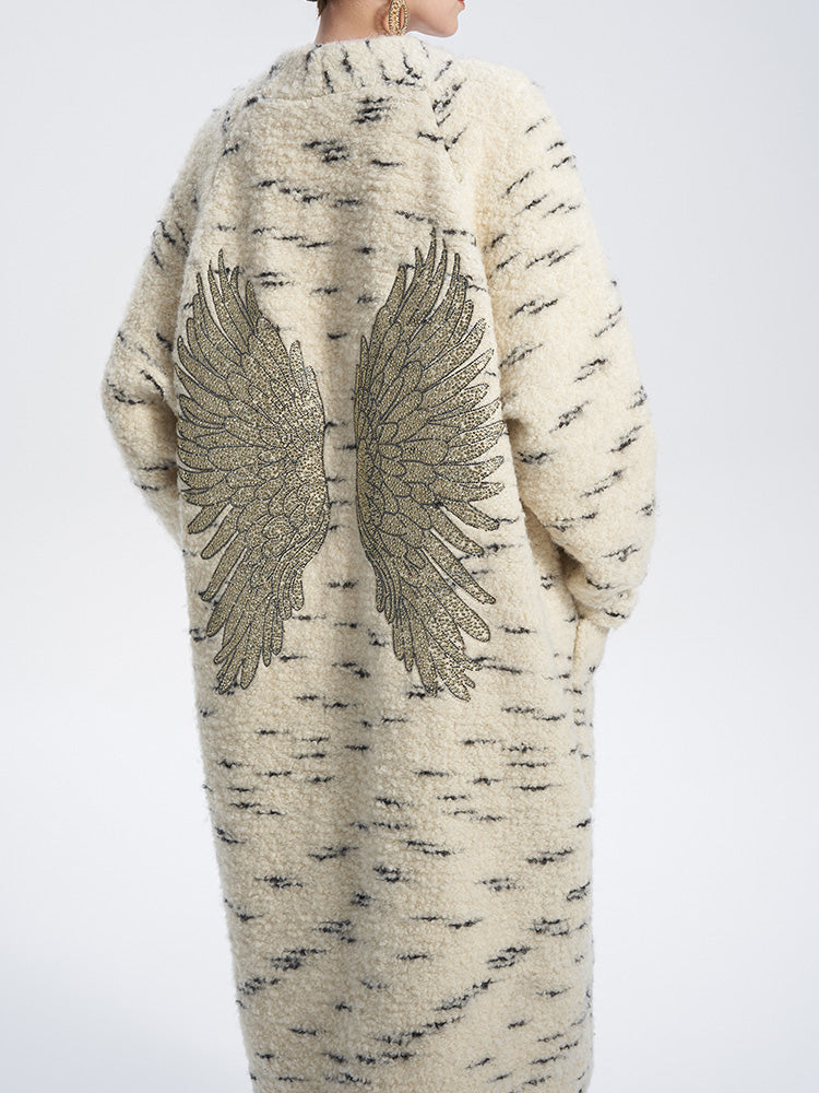 TCH Warm Rhinestone Wings Print Long Cardigan