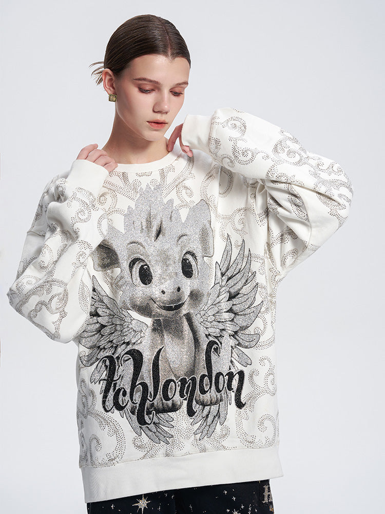 TCH Luxury Baroque Rhinestone Baby Dragon Sweatshirt