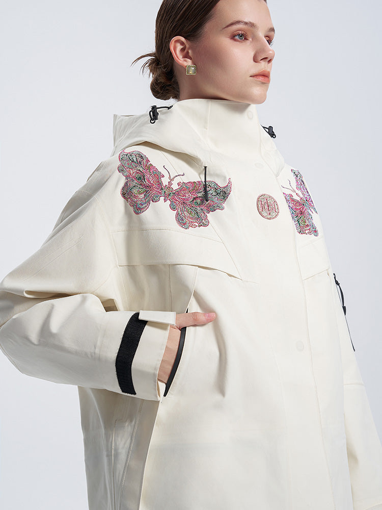 TCH Rhinestone Butterfly Relaxed Hooded Down Jacket