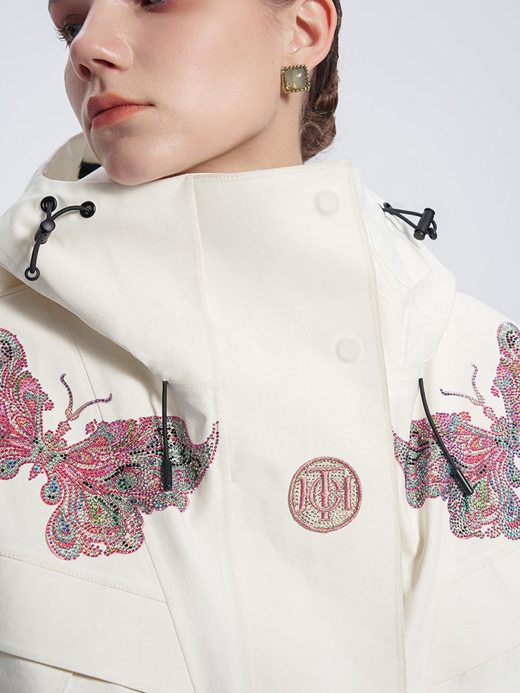 TCH Rhinestone Butterfly Relaxed Hooded Down Jacket