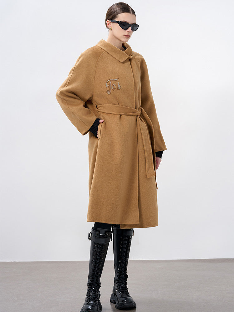 TCH Wings Rhinestone Wool Trench Coat