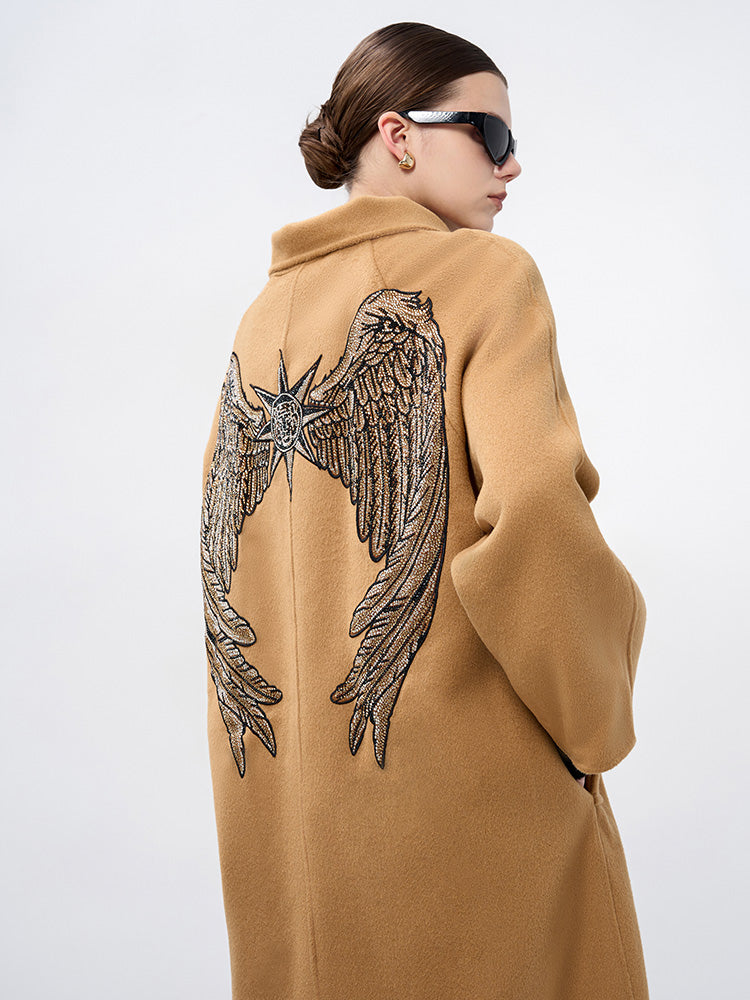 TCH Wings Rhinestone Wool Trench Coat
