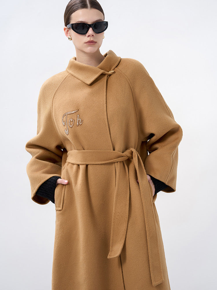 TCH Wings Rhinestone Wool Trench Coat