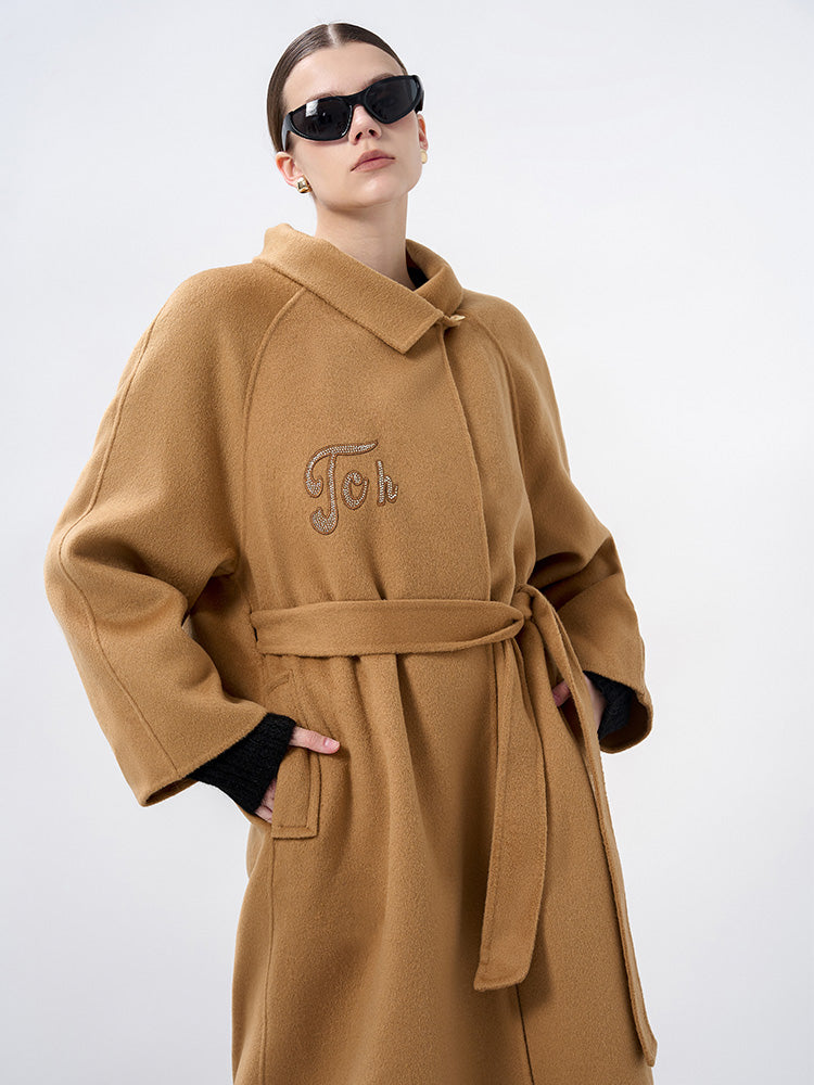 TCH Wings Rhinestone Wool Trench Coat