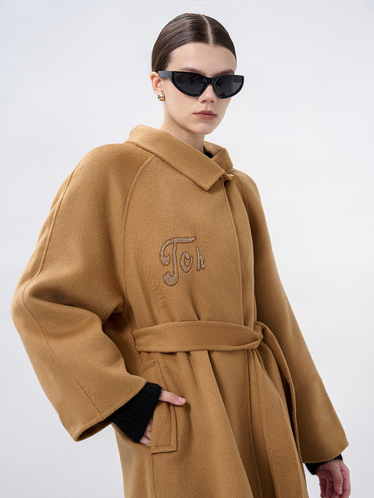 TCH Wings Rhinestone Wool Trench Coat