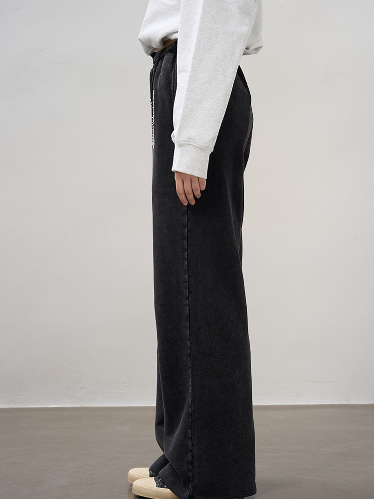 TCH Letter Print Rhinestone Distressed Wide Leg Pants
