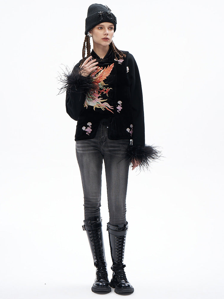 TCH Pattern Embroidered Rhinestone Vintage Vest