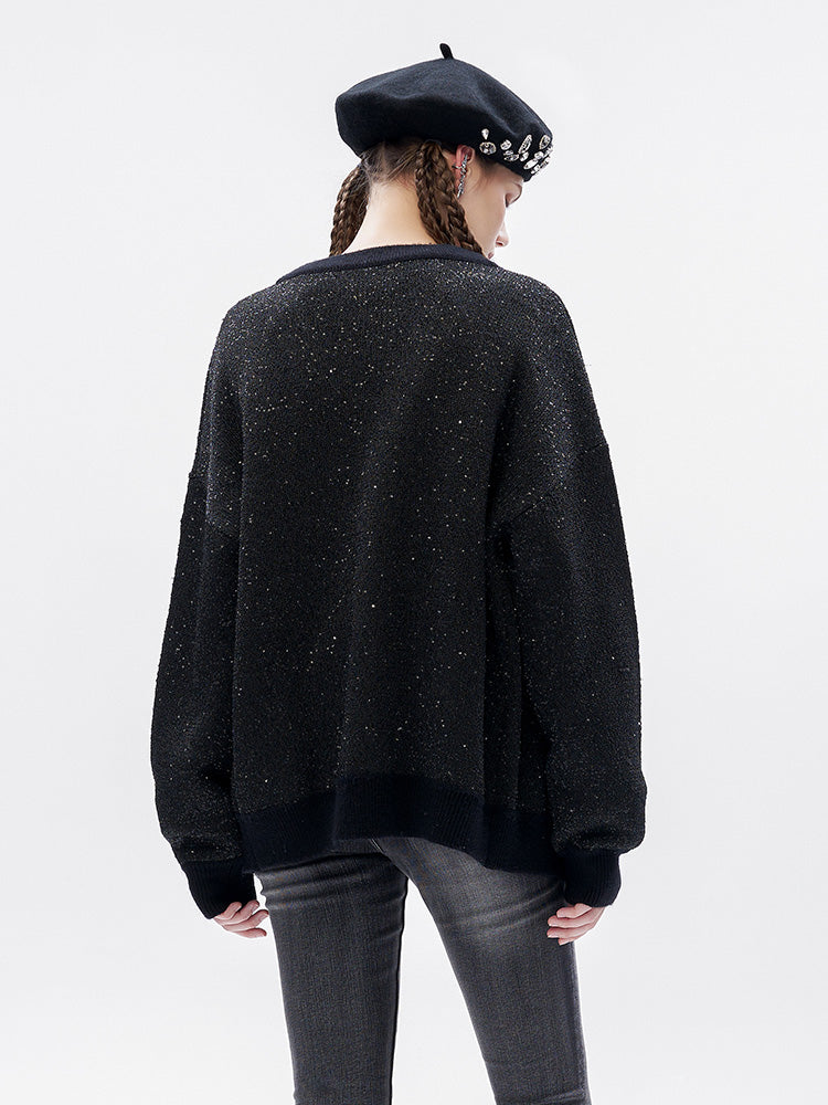 TCH Rhinestone Black Bell Sleeve Cardigan