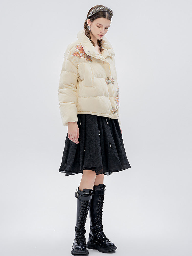 TCH Rhinestone Fish Retro Puffy Winter Coat