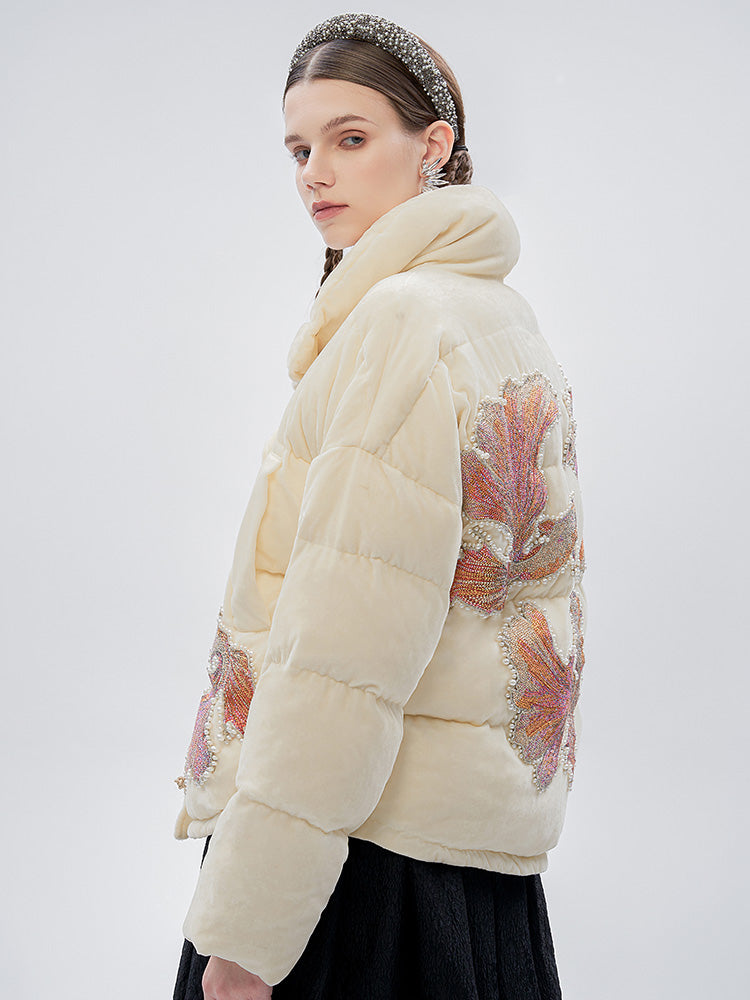 TCH Rhinestone Fish Retro Puffy Winter Coat