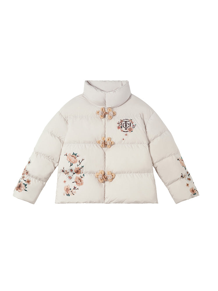 TCH Rhinestone Graphic Flower Puffy Winter Coat