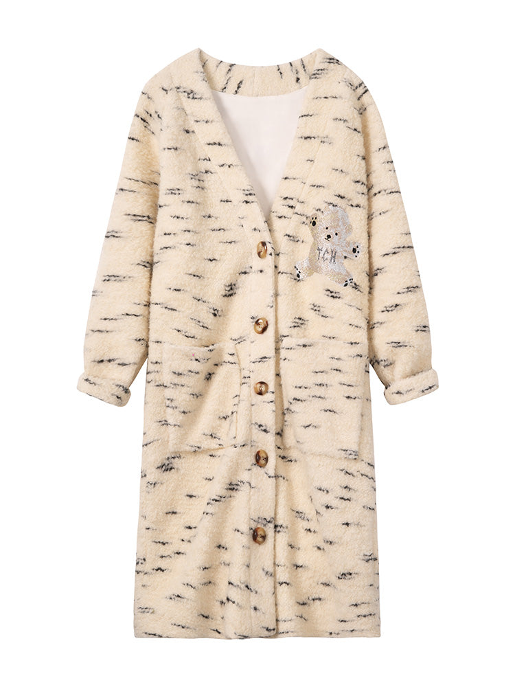 TCH Warm Rhinestone Wings Print Long Cardigan