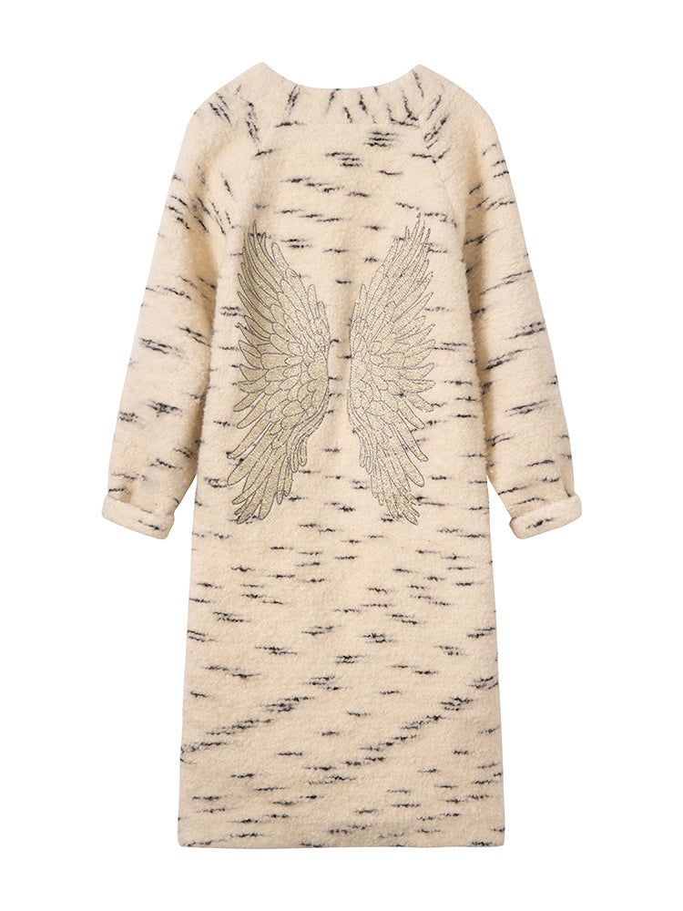 TCH Warm Rhinestone Wings Print Long Cardigan