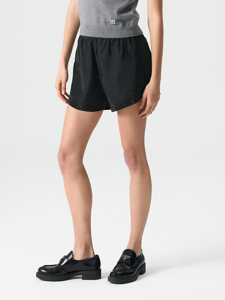 TCH Crystal-Embellished Sparkle Zipper Shorts