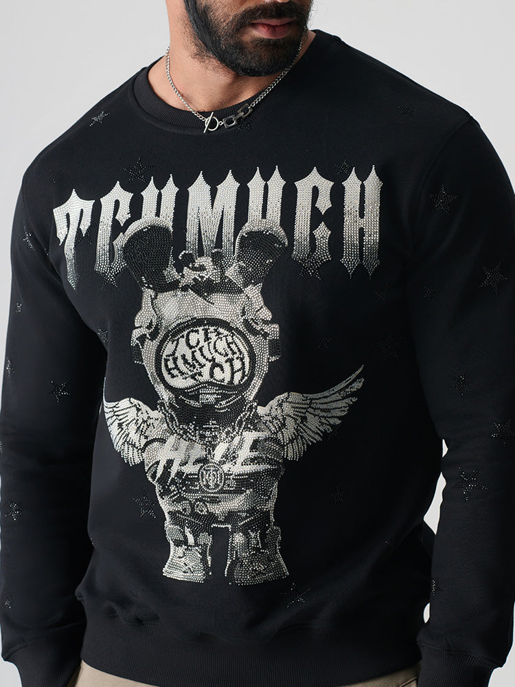 TCH Men's Graphic Rhinestone Long Sleeve Sweatshirt