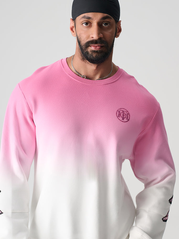 TCH Rhonestone Wing Sleeve Gradient Pink Sweatshirt