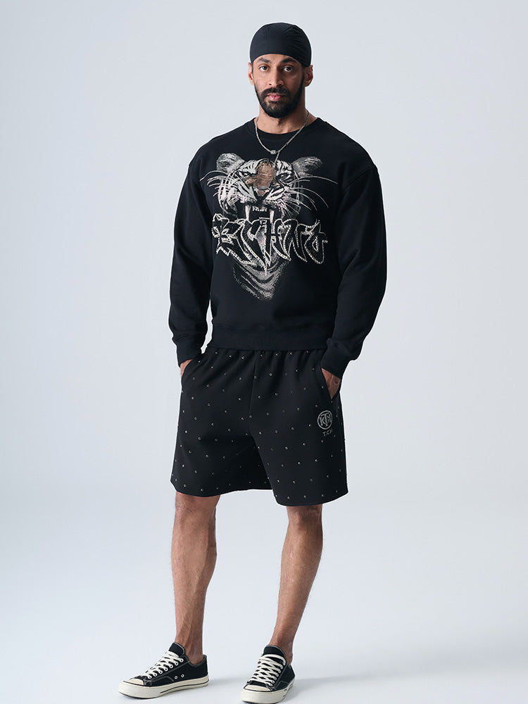 TCH Luxury Allover Rhinestone Black Shorts
