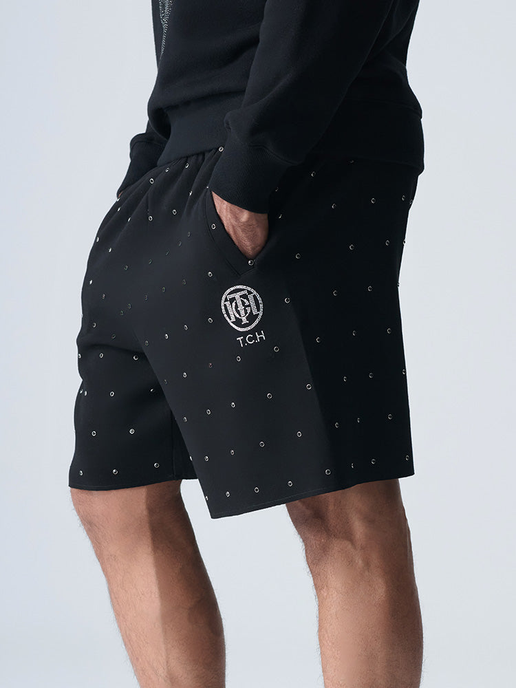 TCH Luxury Allover Rhinestone Black Shorts