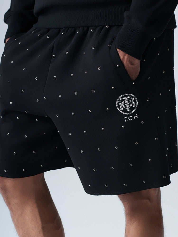 TCH Luxury Allover Rhinestone Black Shorts
