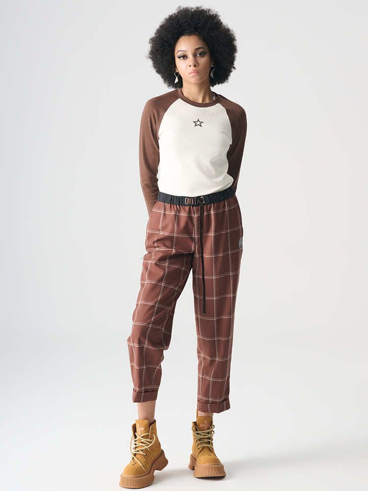 TCH Women's Patchwork Long Sleeve T-Shirt for Spring and Autumn