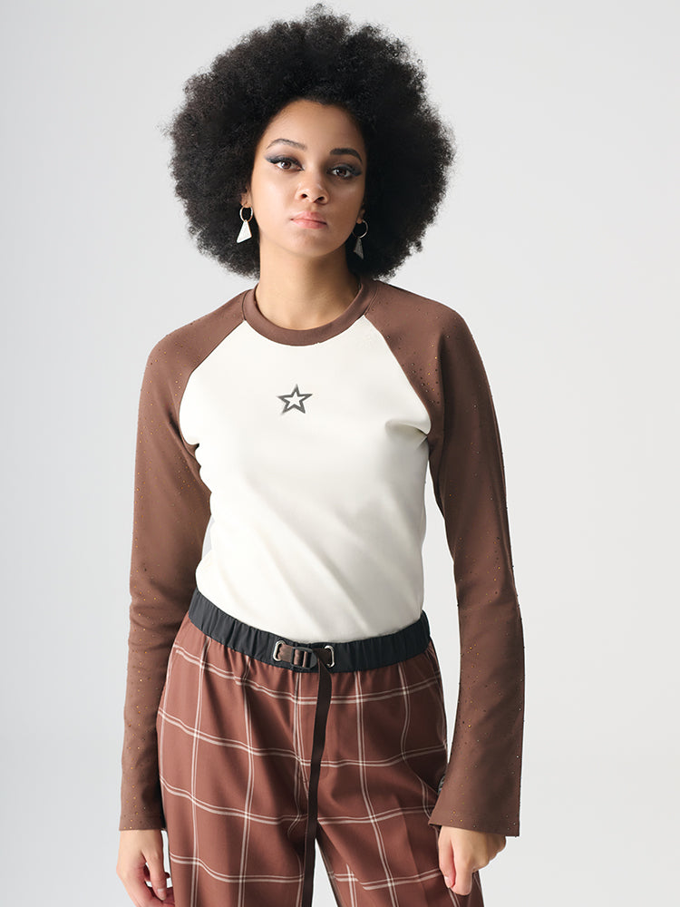 TCH Women's Patchwork Long Sleeve T-Shirt for Spring and Autumn