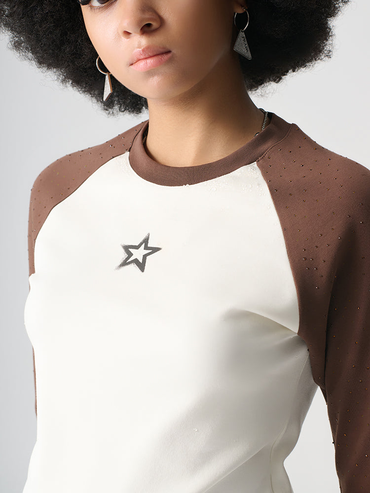 TCH Women's Patchwork Long Sleeve T-Shirt for Spring and Autumn