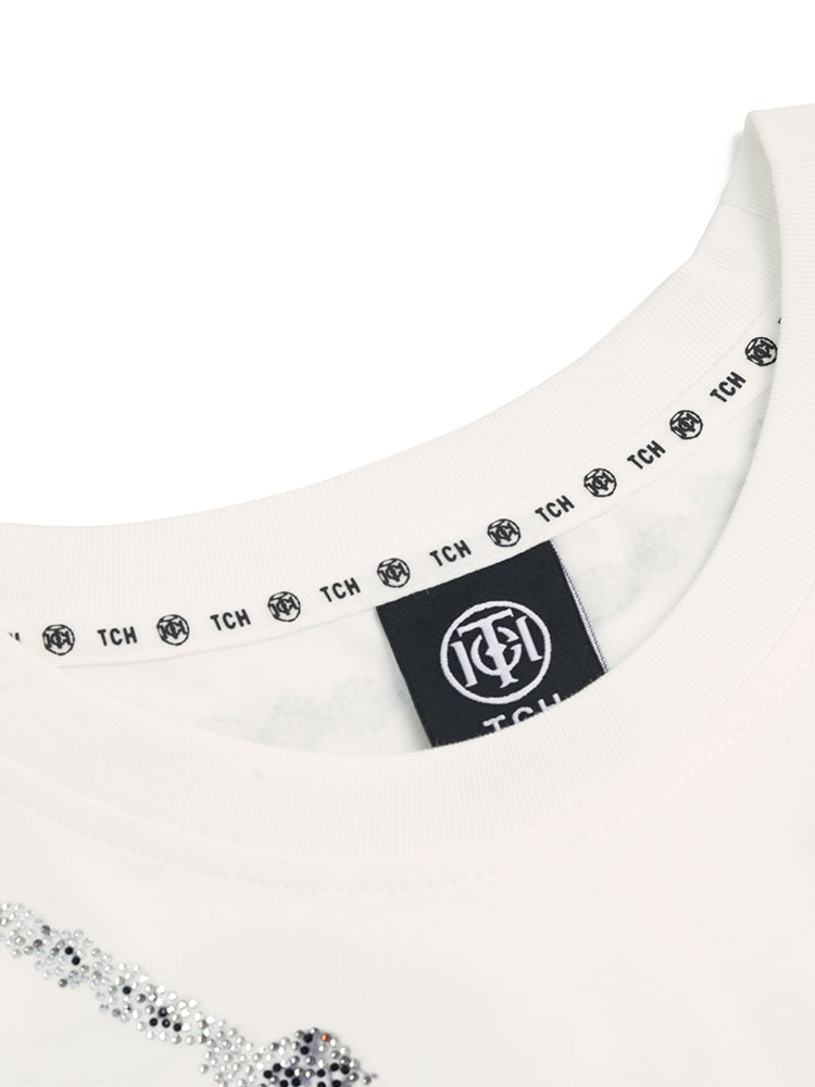 TCH Pink Rhinestone Butterfly Wing Sleeve Top