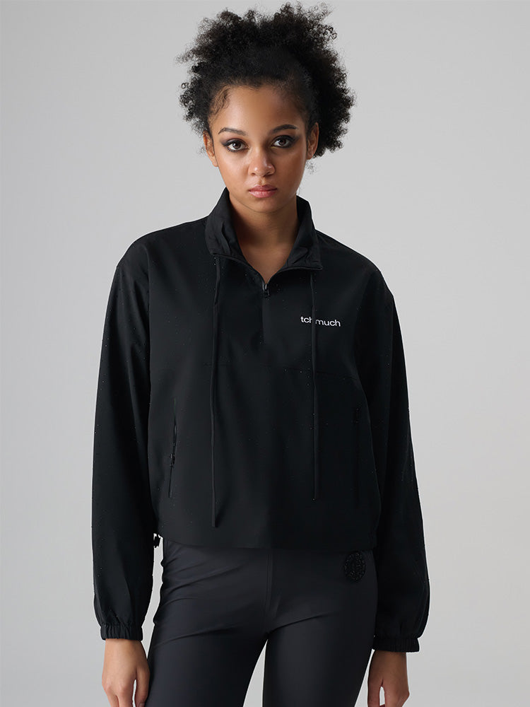 TCH Rhinestone Black Pollover Cropped Top