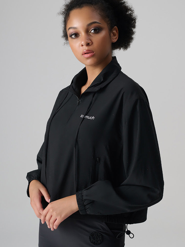 TCH Rhinestone Black Pollover Cropped Top