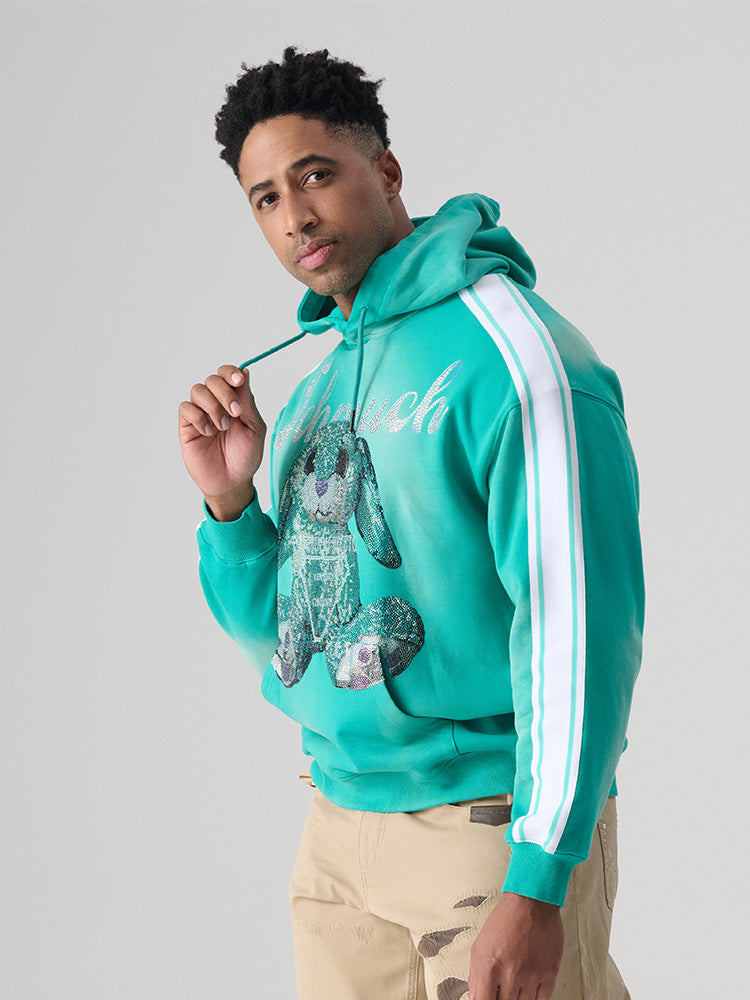 TCH Rhinestone Oversized Graphic Hoodie with Stripe