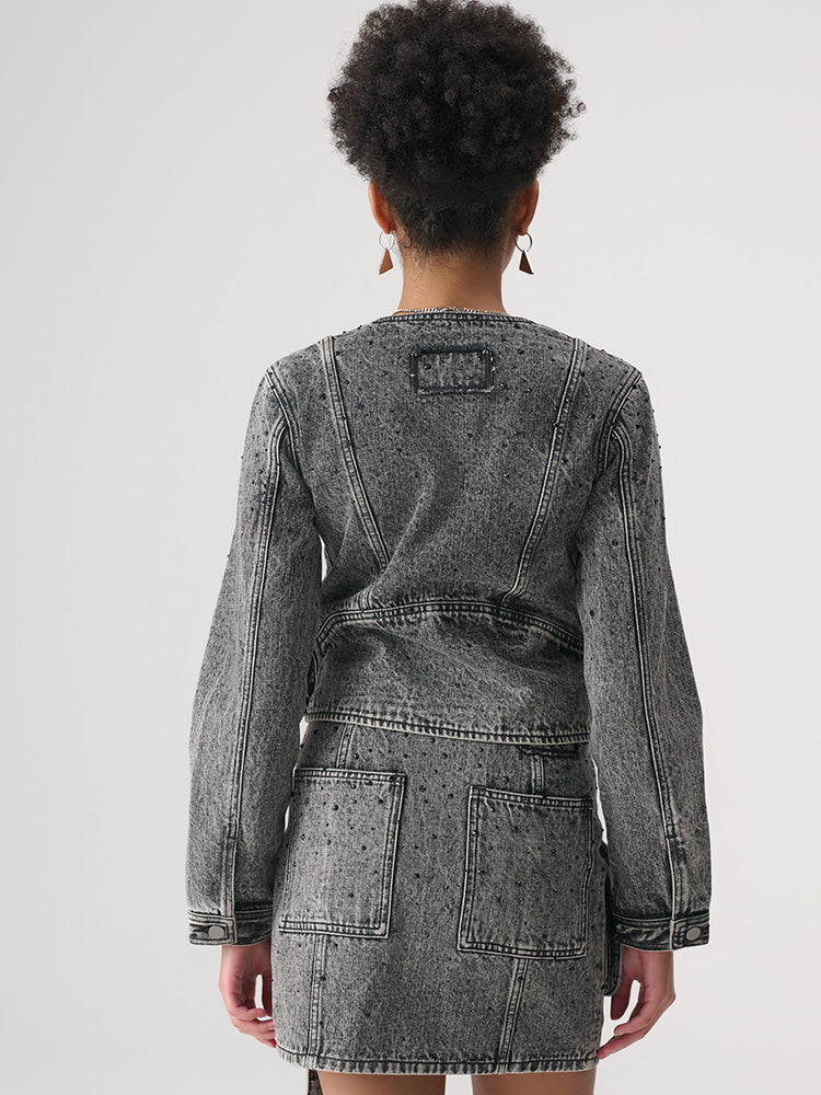 TCH Washed Utility Denim Jacket with Strap Detail