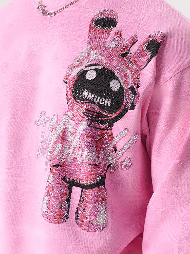TCH Men's Graphic Rhinestones Pink Sweatshirt