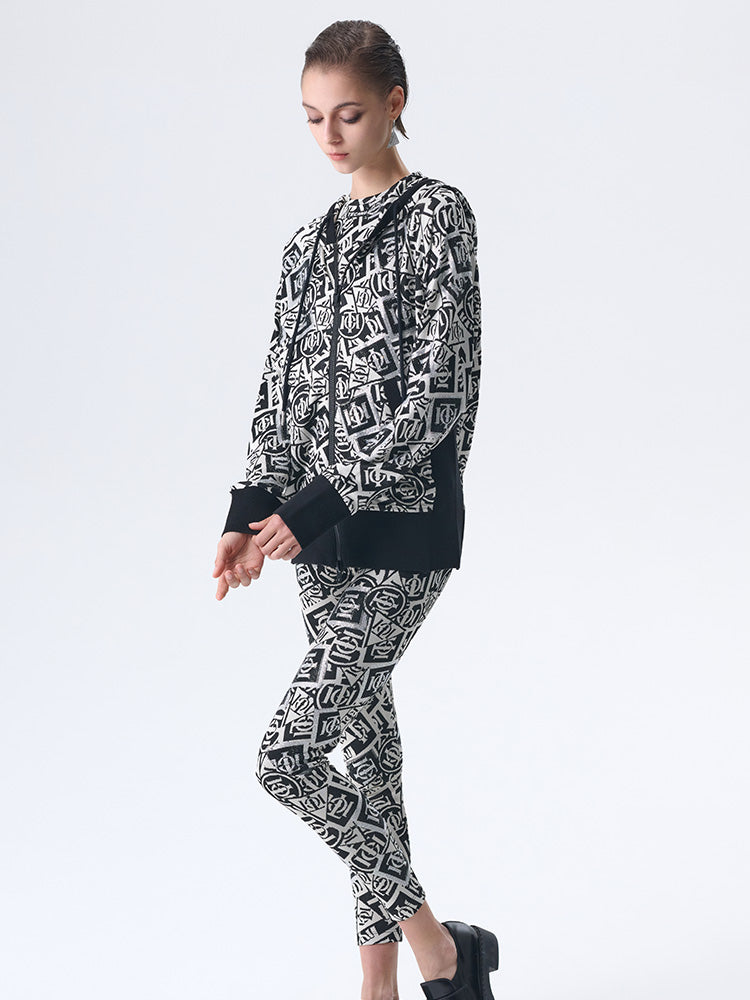 TCH Logo Print Rhinestone Geometric Leggings