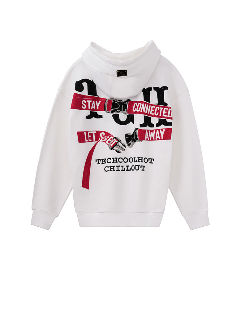 TCH Drawstring Rhinestone Letter Oversized Hoodie with Pink