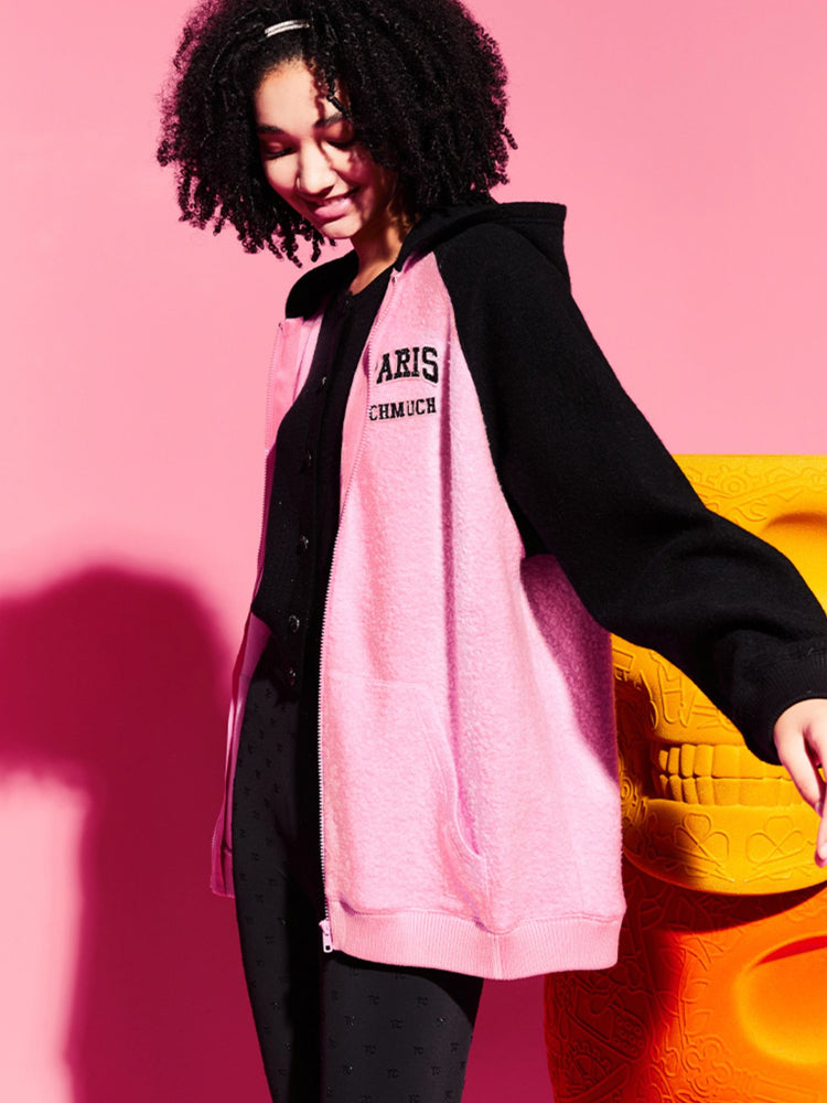 TCH Rhinestone Letter Fleece Hoodie Sweatshirt