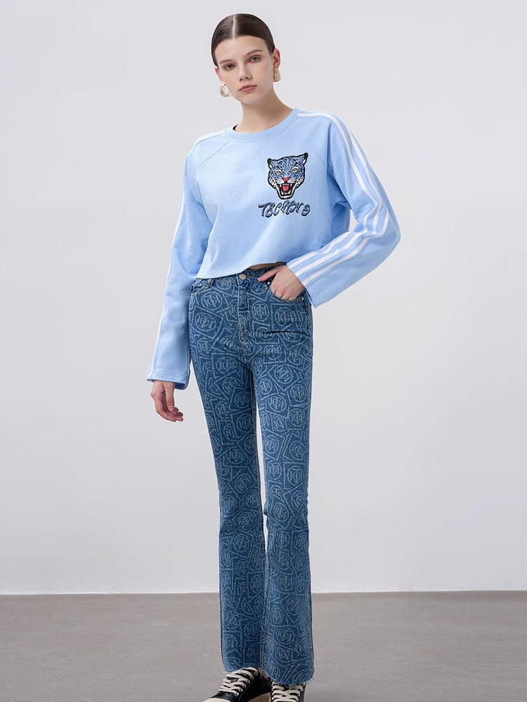 TCH Trendy Rhinestone Leopard Cropped Top