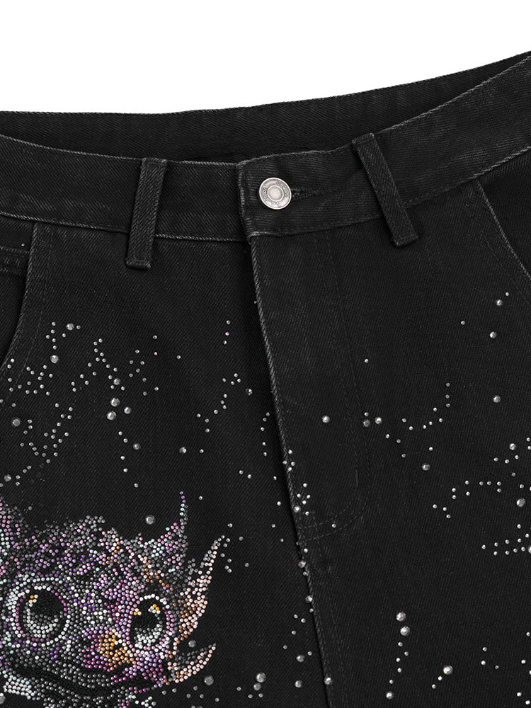 TCH Presale Crystal-Embroidered Graphic Denim Jeans