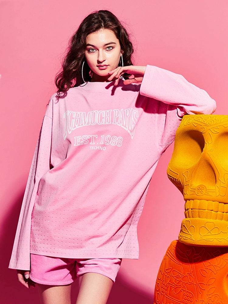 TCH Crystal-Embellished Letter Print Loose Top