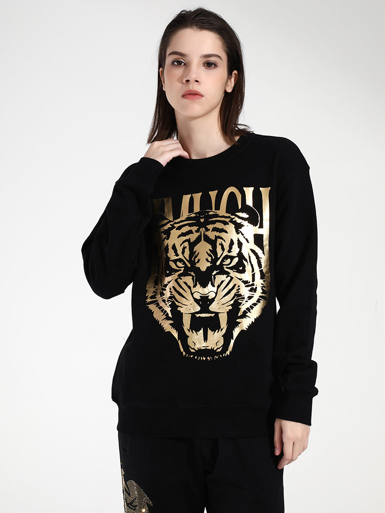 TCH Women's Gold Leopard Long Sleeve Sweatshirt