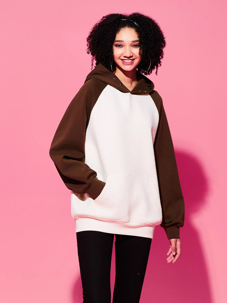 TCH Rhinestone Raglan Oversized Fleece Hoodie