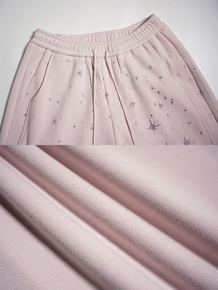 TCH Pink Rhinestone Bow Fleece-Lined Pants Sets